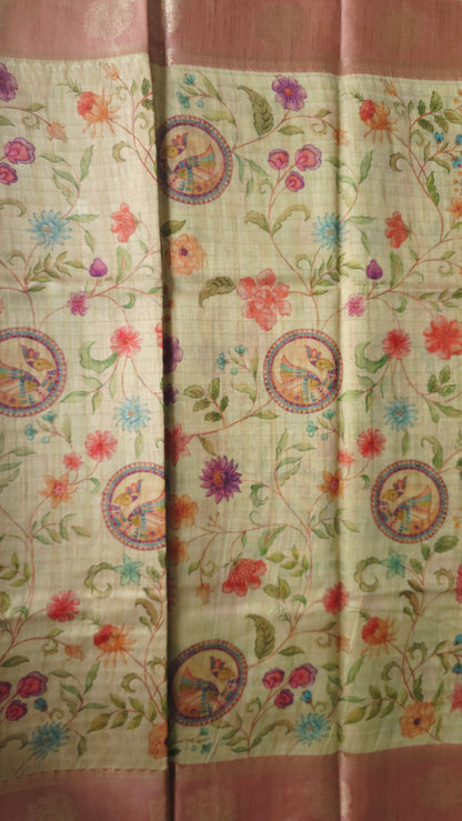 Beige Kalamkaari Saree