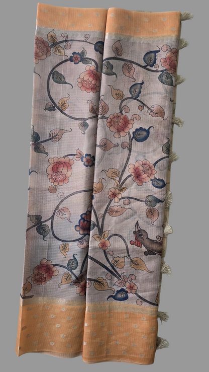 Yellow Kalamkaari Saree