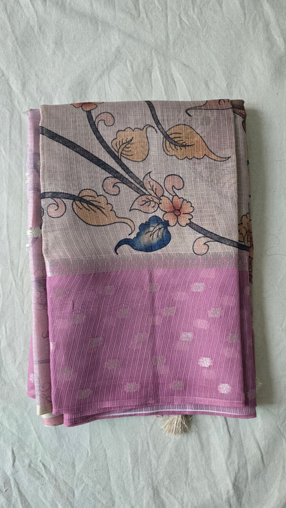 Pink Kalamkaari Saree