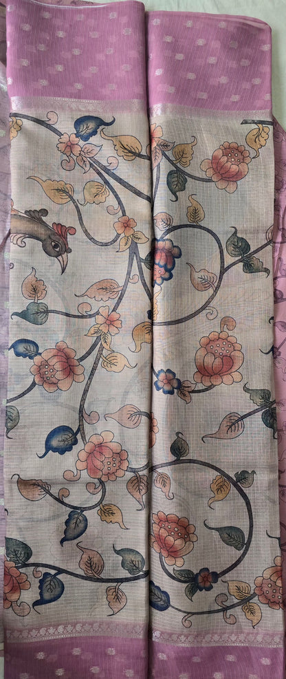 Pink Kalamkaari Saree