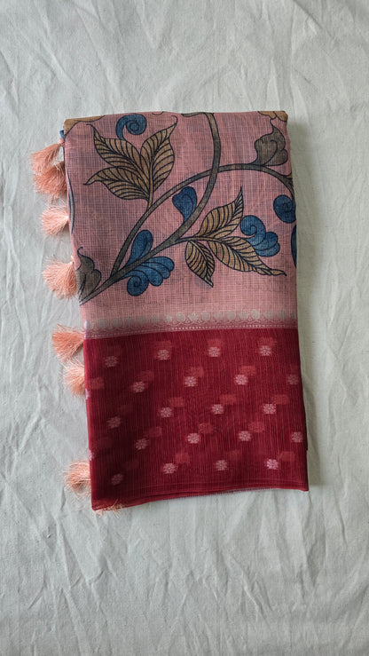 Red Kalamkaari Saree