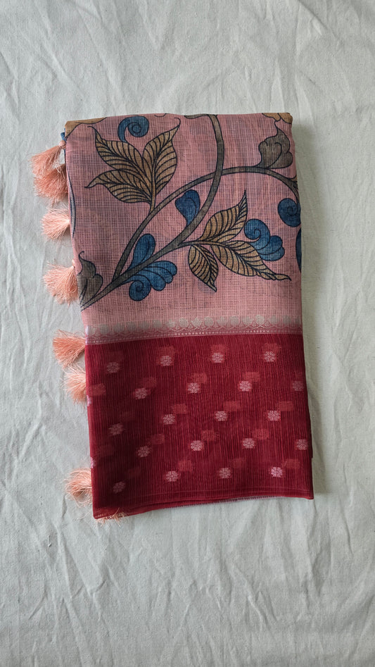 Red Kalamkaari Saree