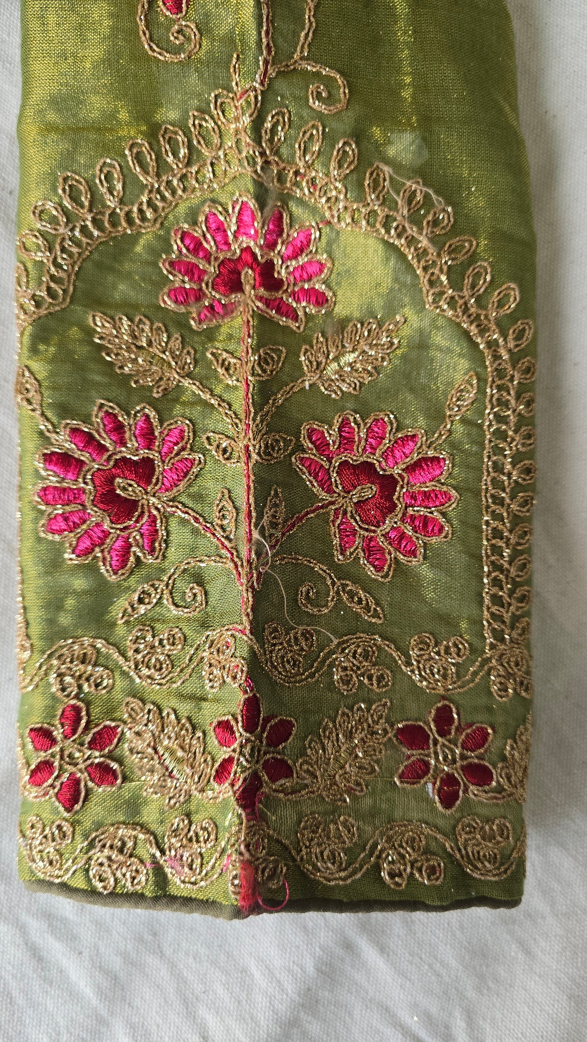 Maroon silk saree with contrast readymade embroidered blouse