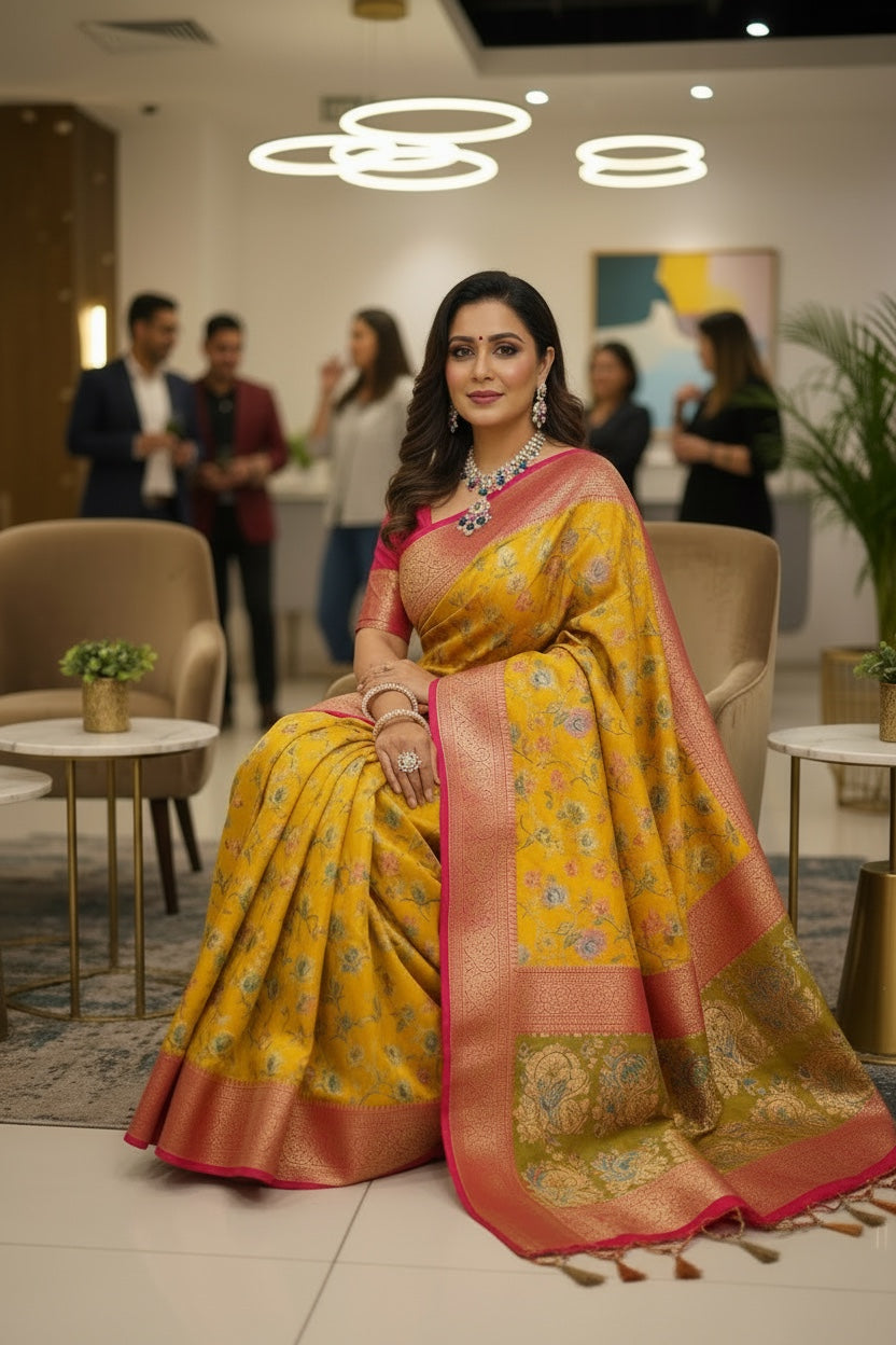 Mustard Kani Silk Saree