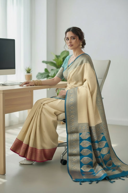 Pink and Blue Manipuri Saree