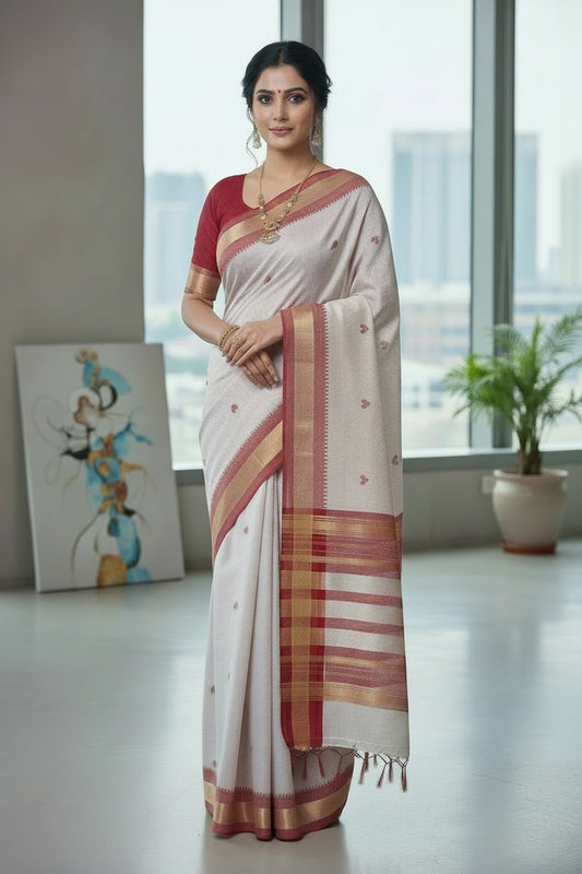 Pink Hearts Cotton Saree