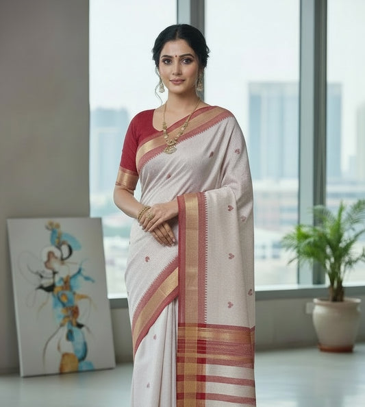 Pink Hearts Cotton Saree
