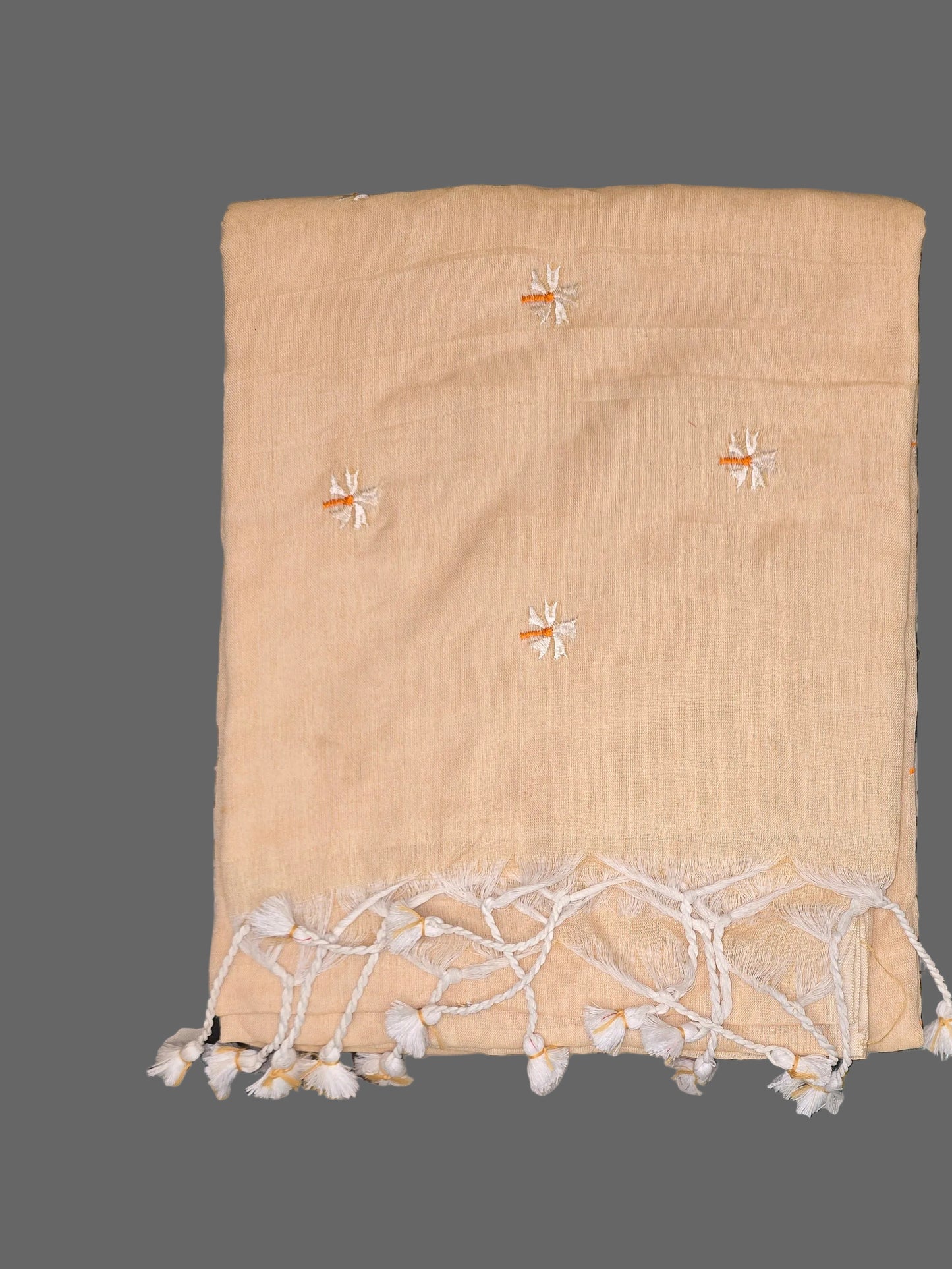 Beige Khadi Cotton Saree