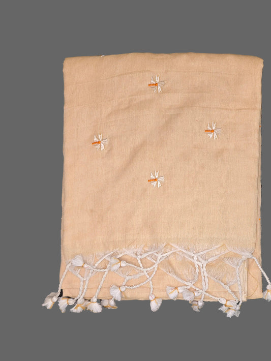 Beige Khadi Cotton Saree