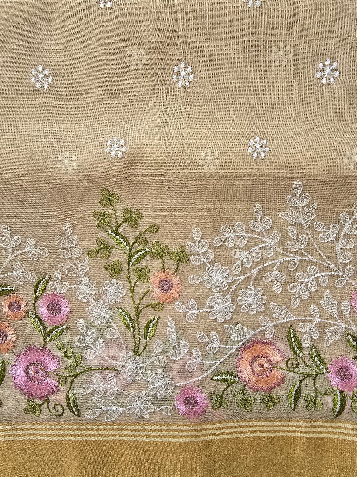 Beige  Kota Parsi Embroidery Saree