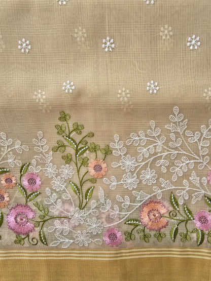 Beige  Kota Parsi Embroidery Saree