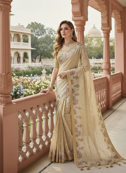 Beige  Kota Parsi Embroidery Saree