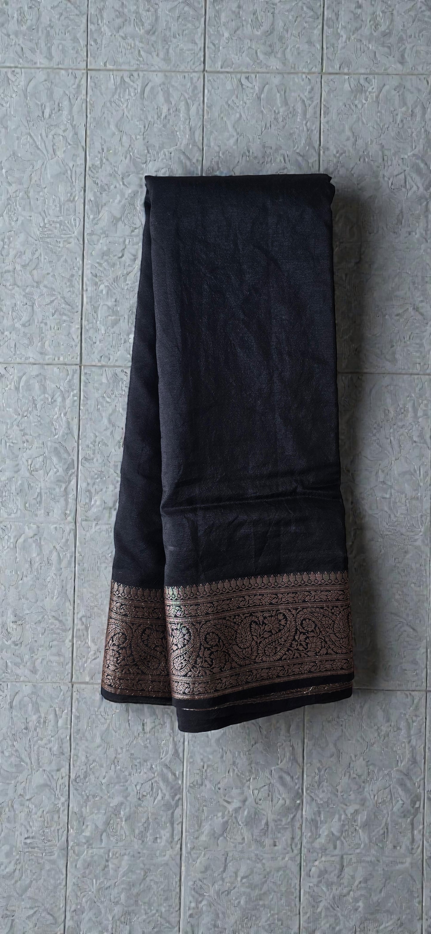 Black Banarsi  Crepe Silk Saree