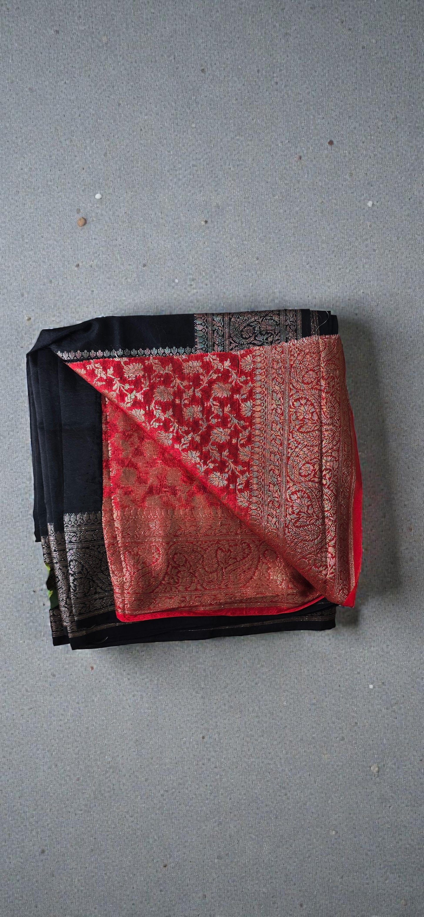 Black Banarsi  Crepe Silk Saree