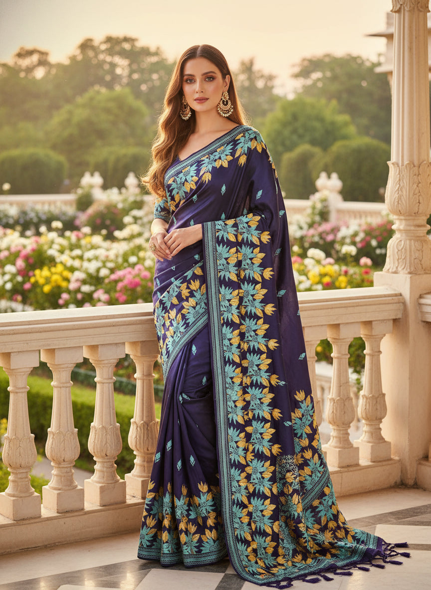 Blue Bishnupuri Silk Saree