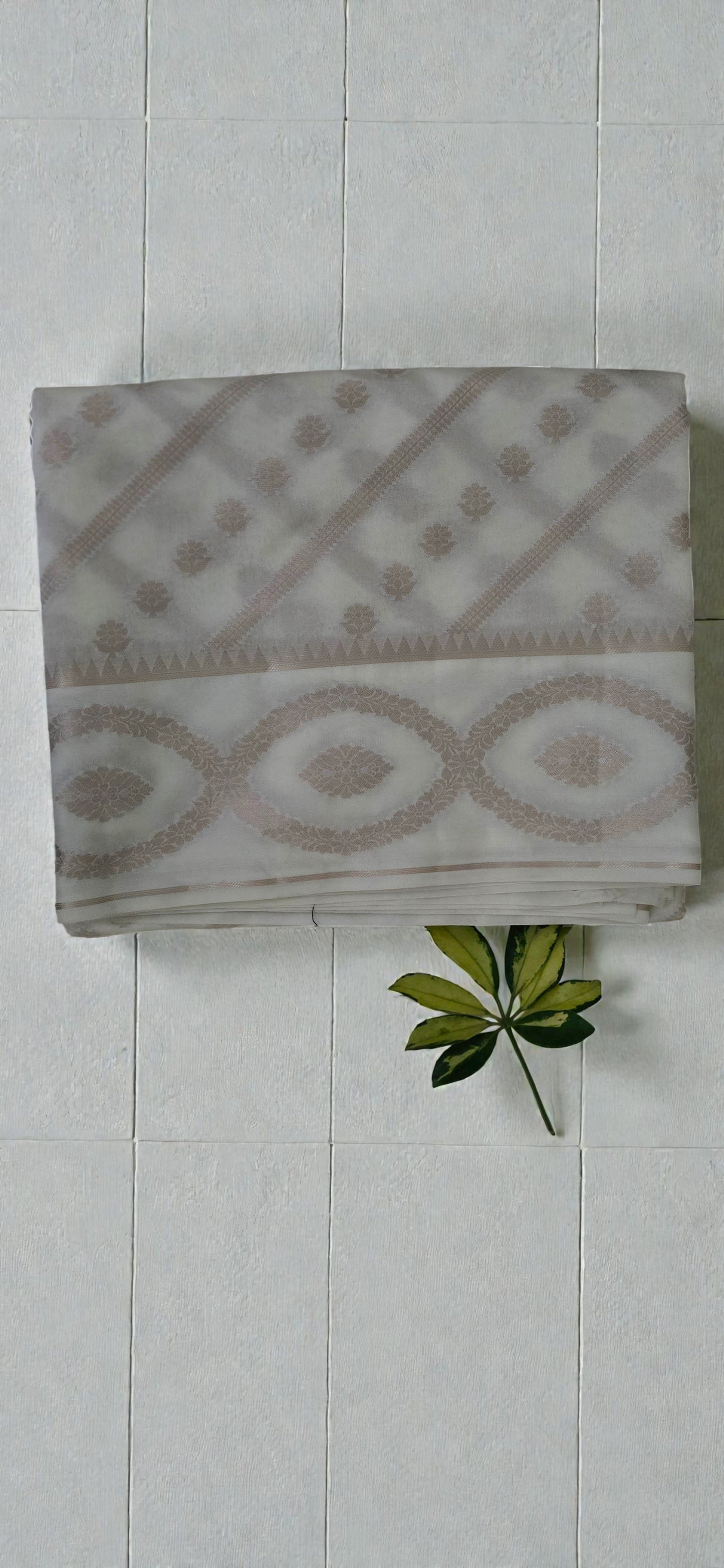 Cream Banarsi Leheriya Saree