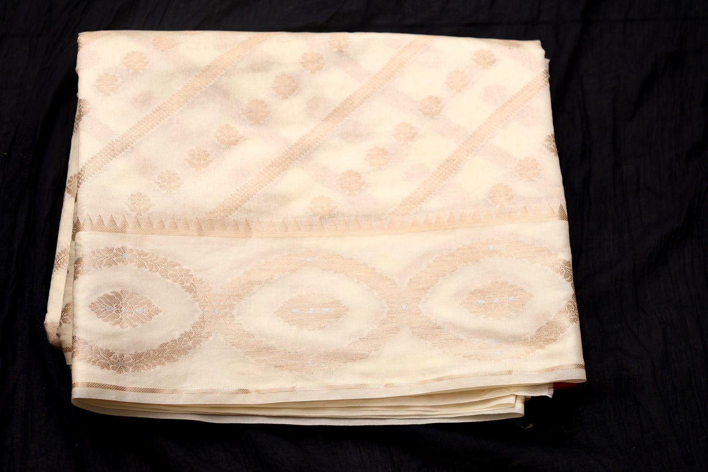 Cream Banarsi Leheriya Saree