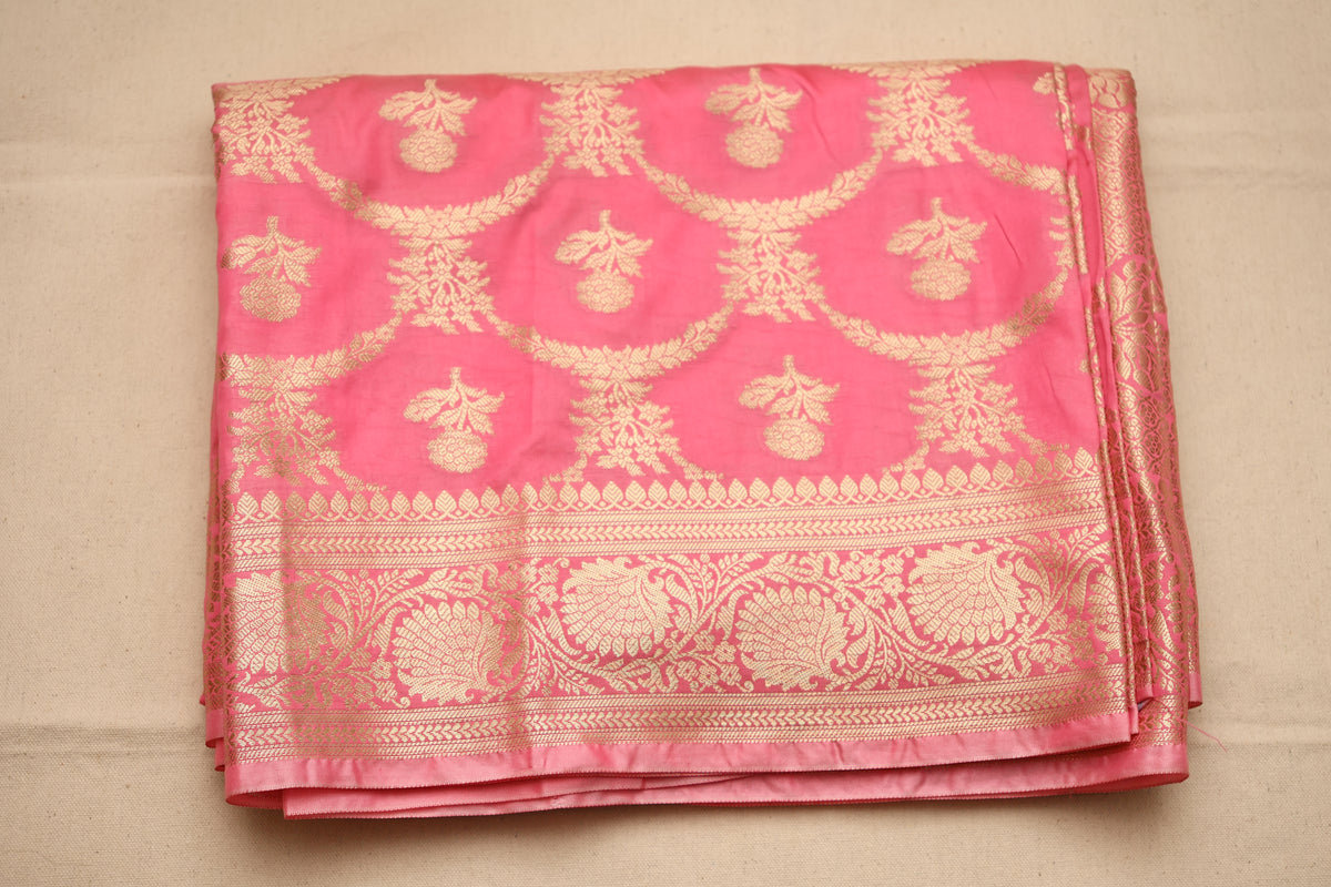 Pink Banarsi Katan Jaal Silk Saree