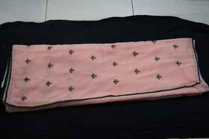 Baby Pink anchal georgette embroidered Saree