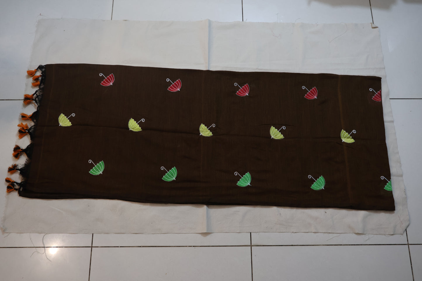 Brown Khadi Cotton Umbrella Saree