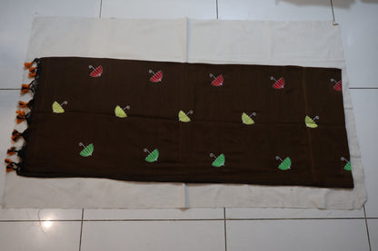 Brown Khadi Cotton Umbrella Saree