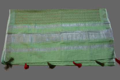 Green Linen embroidered Saree