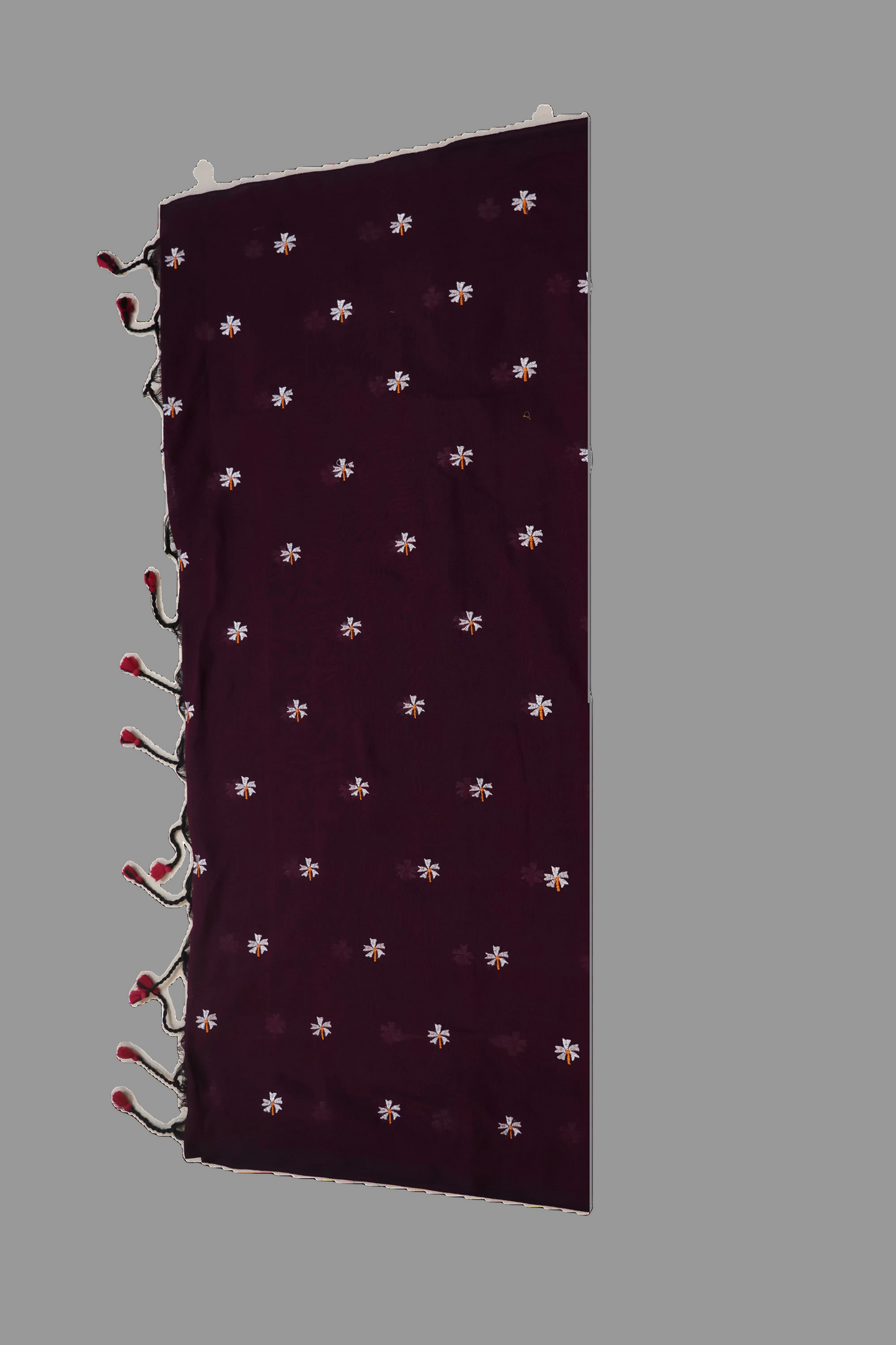 Wine Khadi Cotton Saree