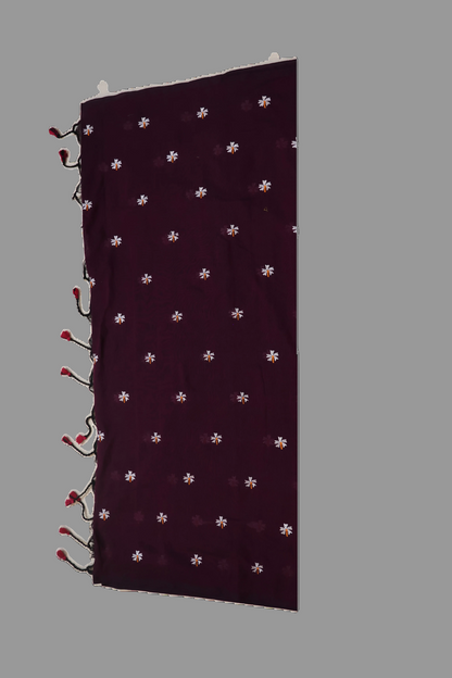 Wine Khadi Cotton Saree