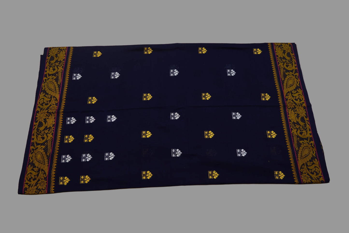 Navy Blue  and Copper Dhoniakhali Saree