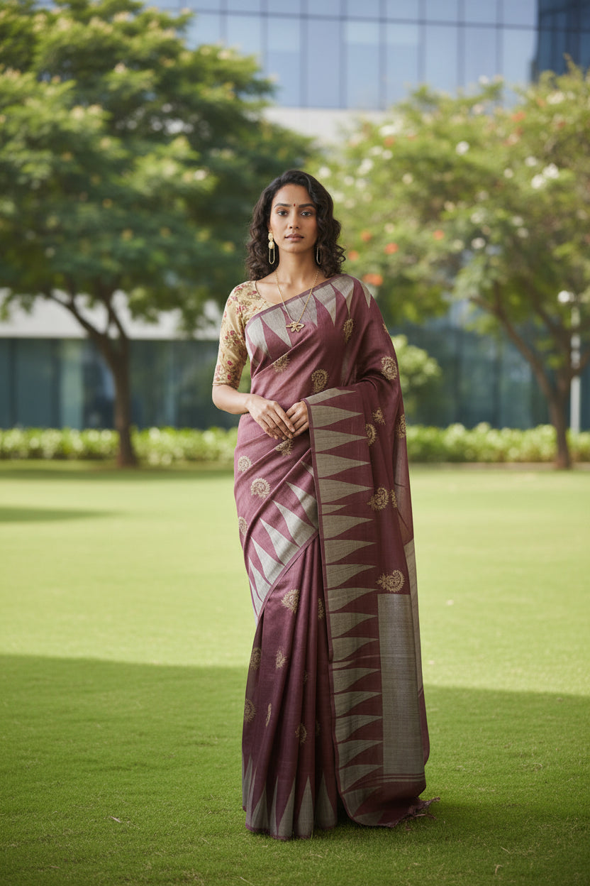 Maroon Bangalore silk Saree