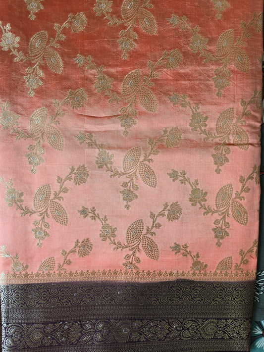 Pure Peach Katan Saree