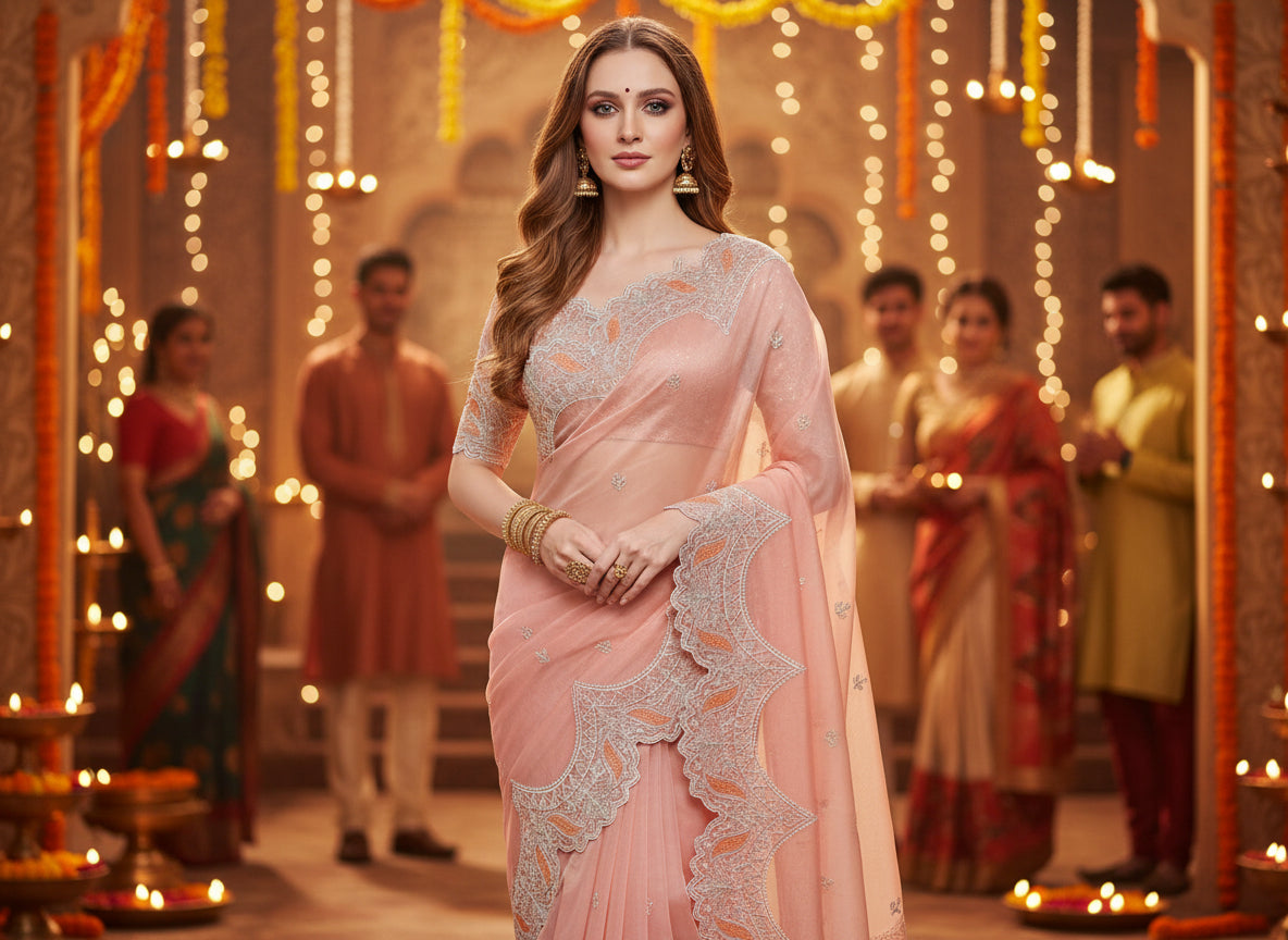 Pink Banarsi Tissue Saree