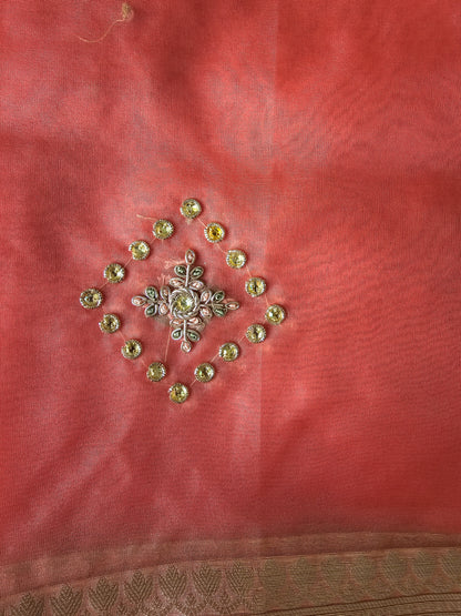 Rose Pink Banarsi Tissue Saree