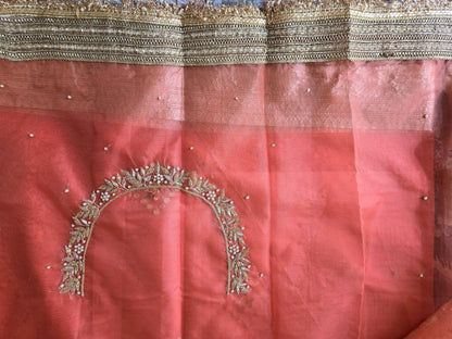 Rose Pink Banarsi Tissue Saree