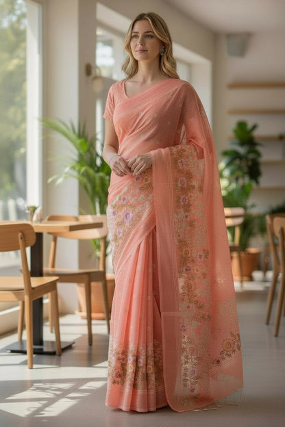 Pink Banarsi Kota Saree