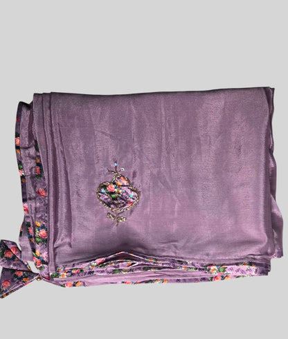 Lavender Saree with printed blouse