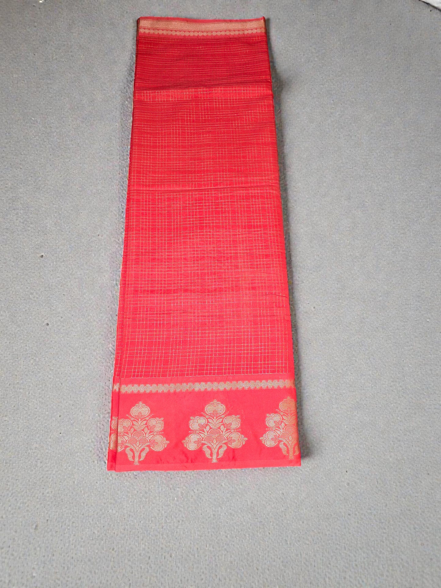 Red Banarsi Checks Saree