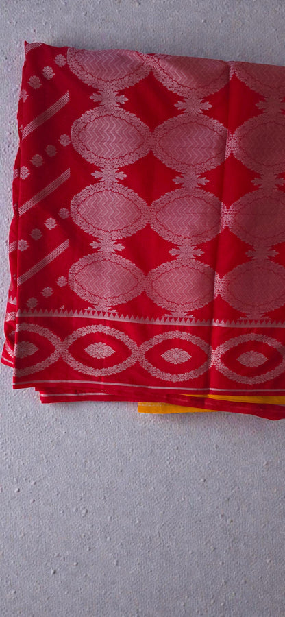 Red Banarsi Lehariya Saree