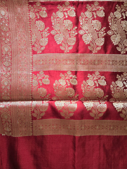 Maroon Pure Katan Saree