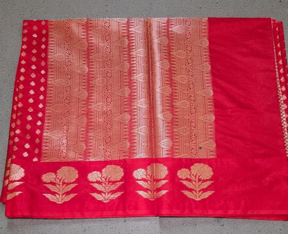 Red Banarsi Raw Mango Saree