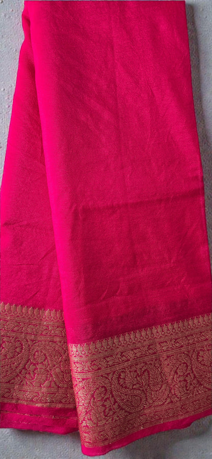 Red Banarsi Crepe Silk Saree