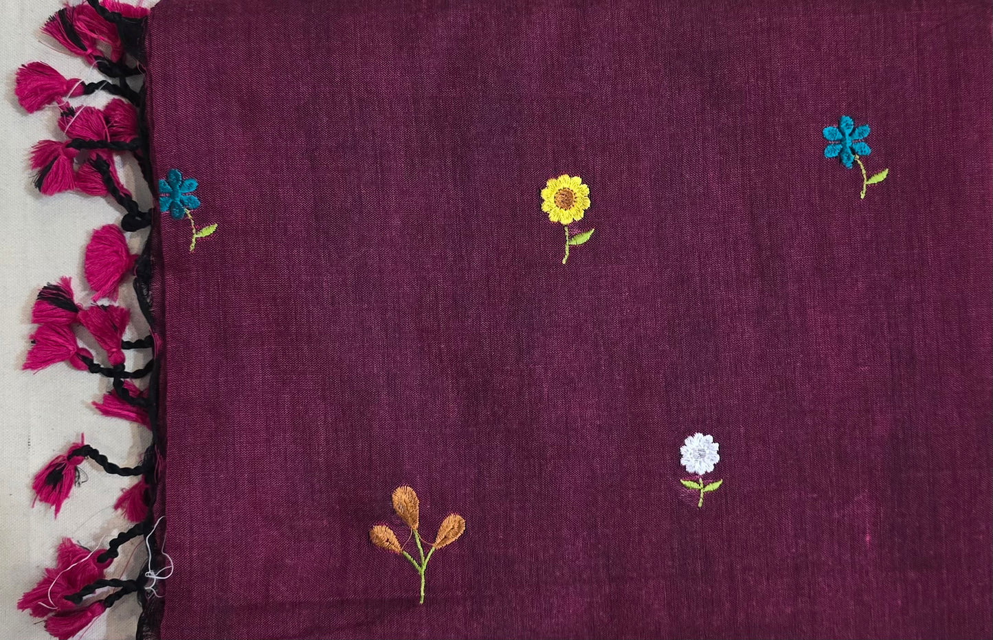 Magenta Khadi Cotton Saree