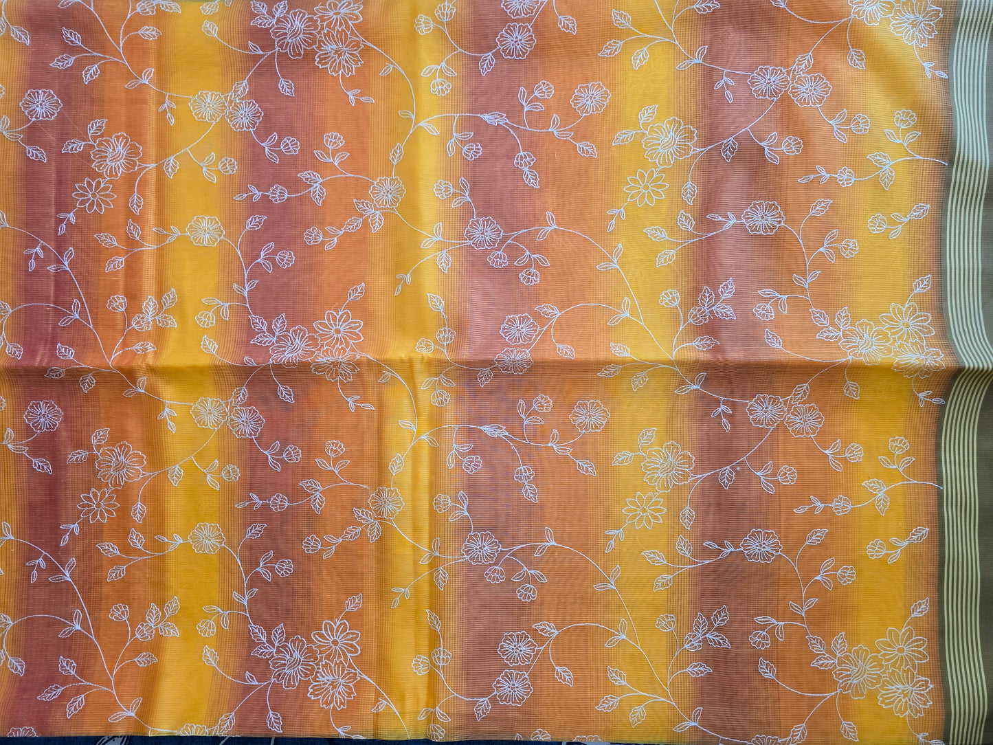 Yellow Banarsi Chikankari Saree
