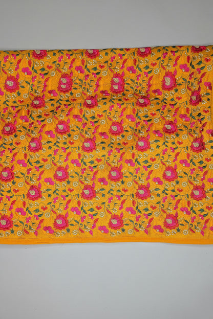 Mustard Vichitra Silk flower embroidered border Saree