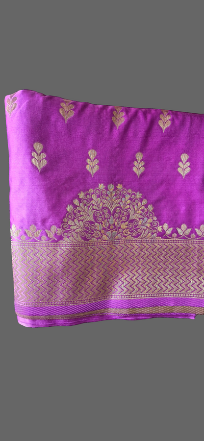 Lavender Banarsi Mashru Katan Saree