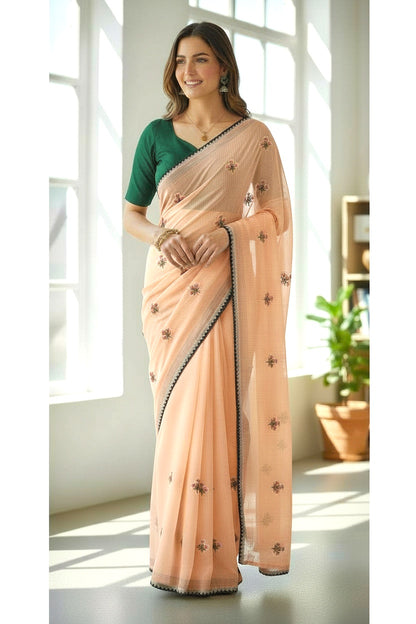 Peach Anchal  Saree