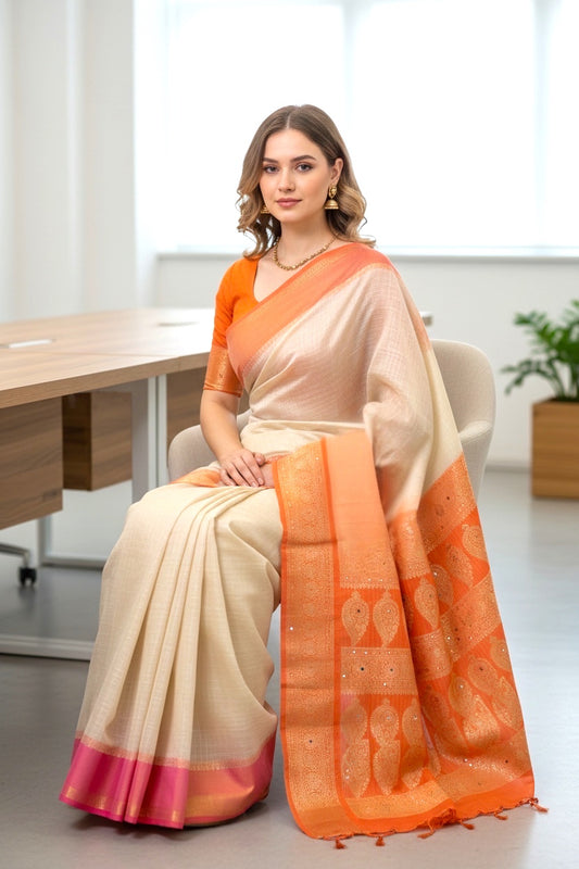 Pink and Orange Manipuri Saree