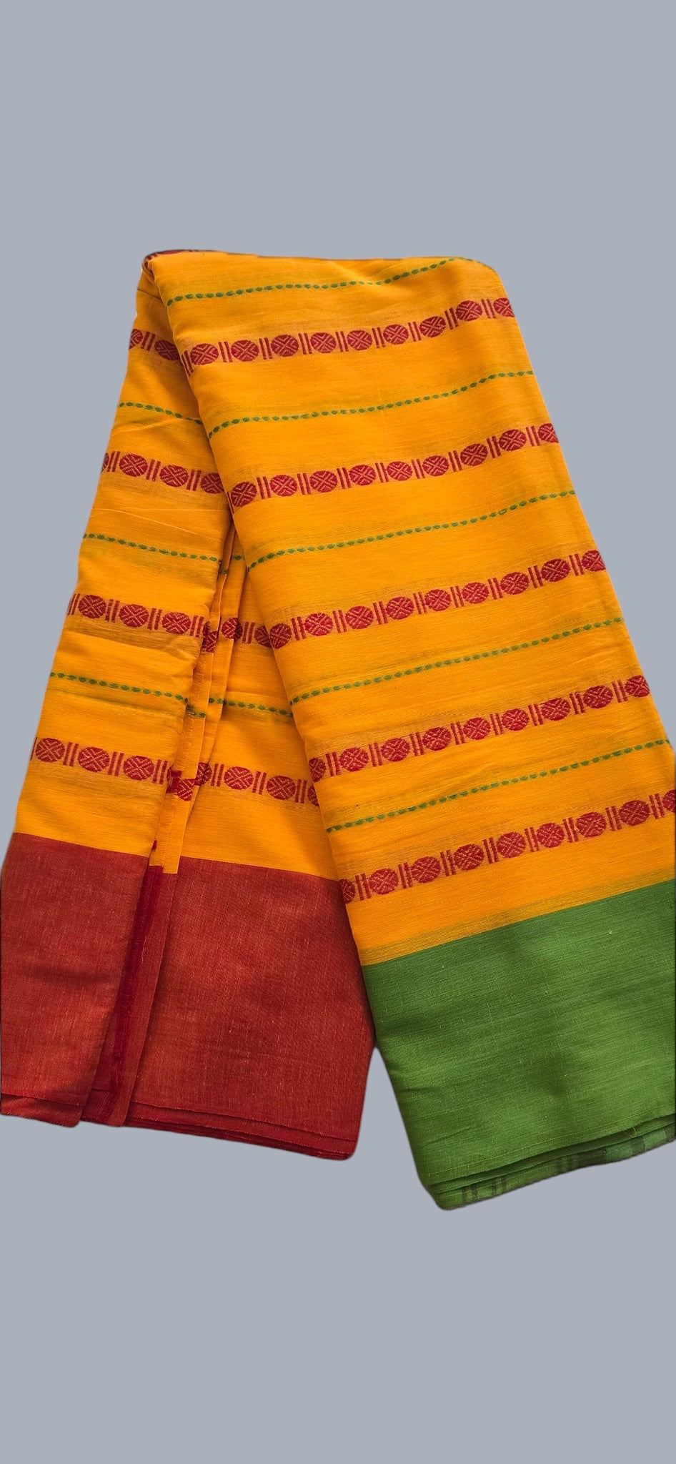 Sunset yellow Striped Saree