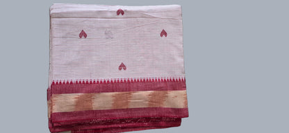 Pink Hearts Cotton Saree